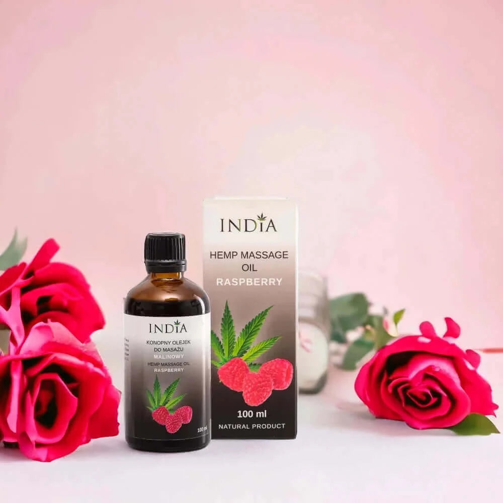 Huile massage au chanvre parfum framboise 100 ml India - Existime